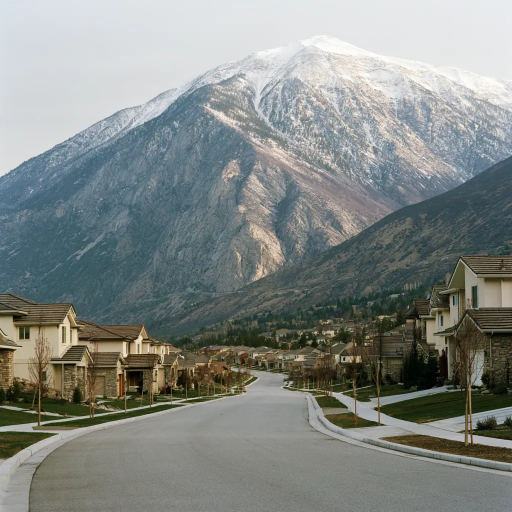 Residential street in Utah County, Utah