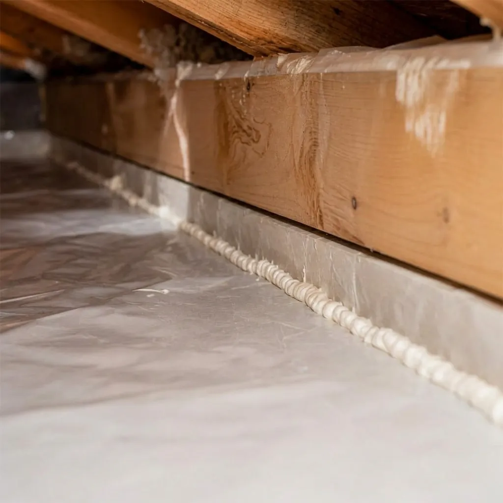 Air sealing caulk and foam close up