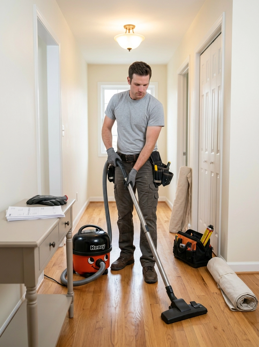 Vacuuming and clearing up at the end of the job