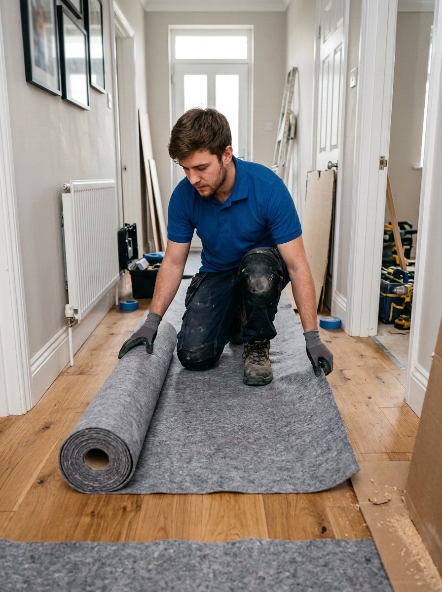 Covering floors and stairs before starting work