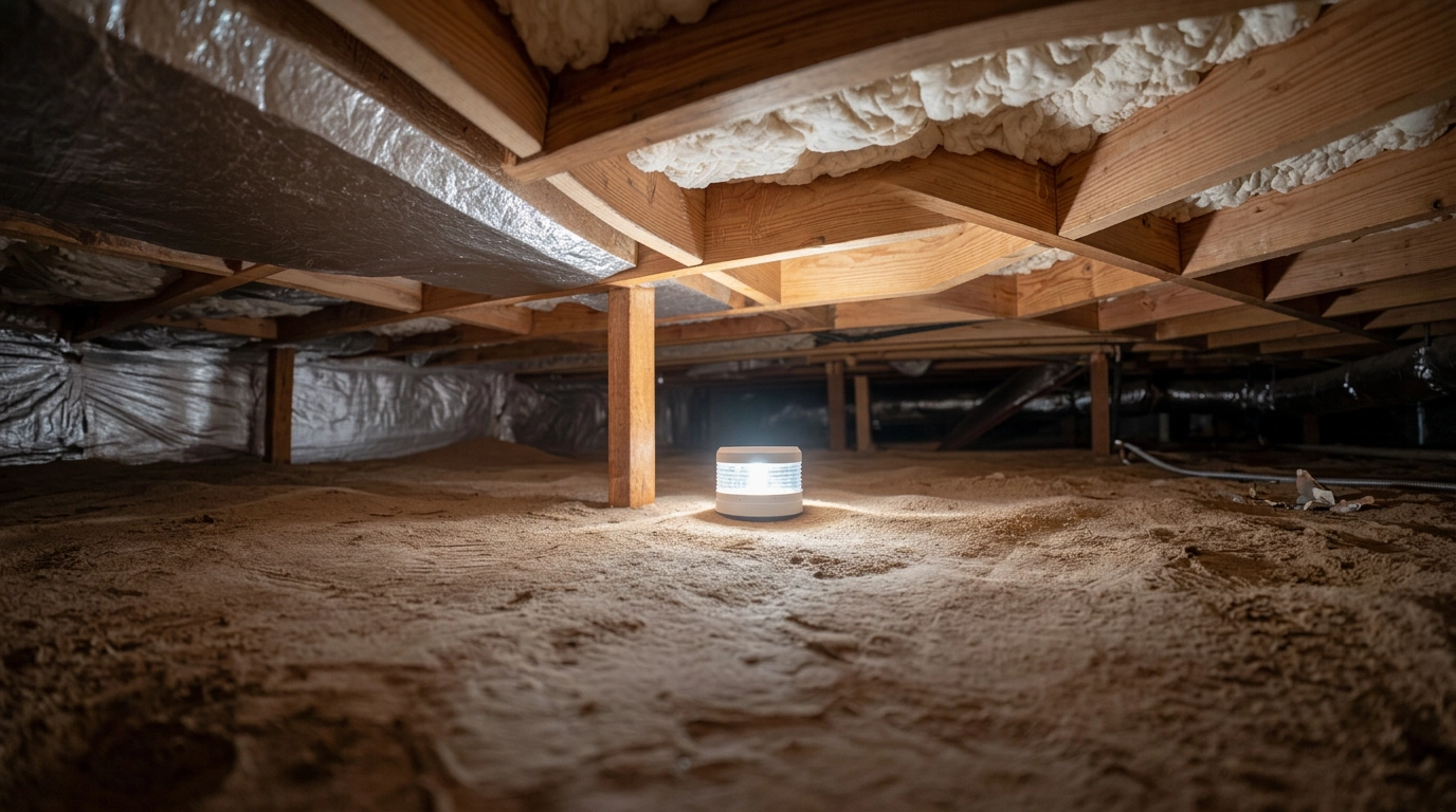 Crawl Space Insulation being installed in a Utah home