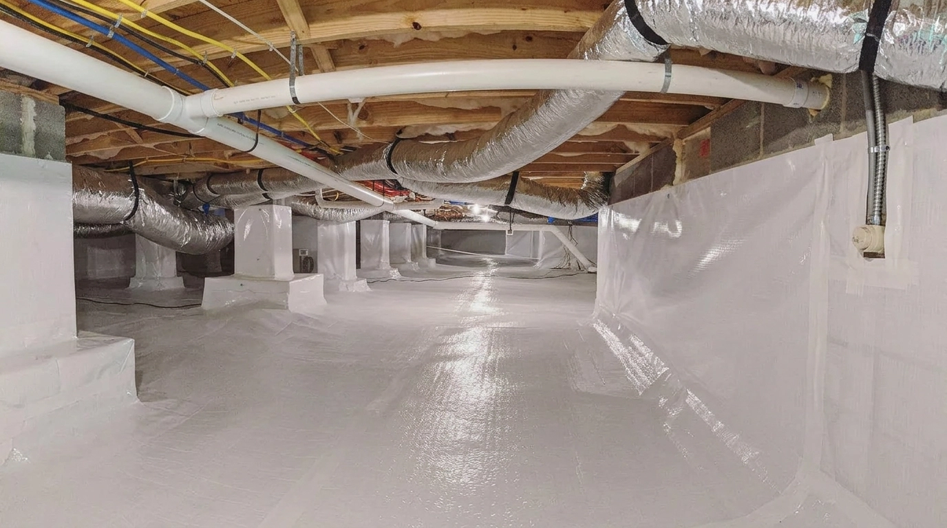 Crawl Space Encapsulation being installed in a Utah home